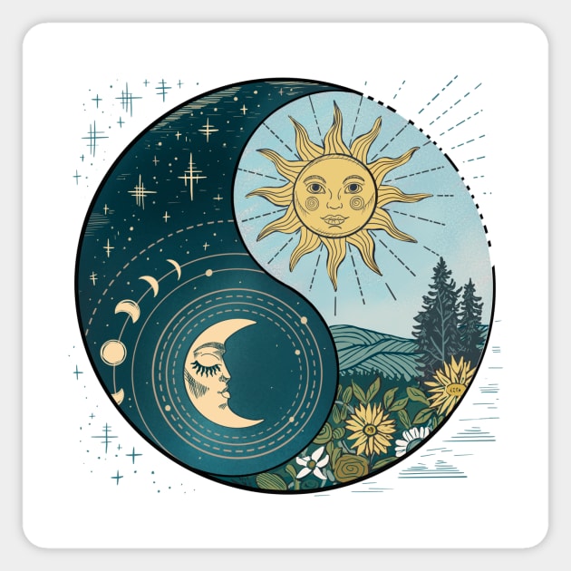 Yin Yang Sun and Moon Celestial Harmony Sticker by stylecomfy